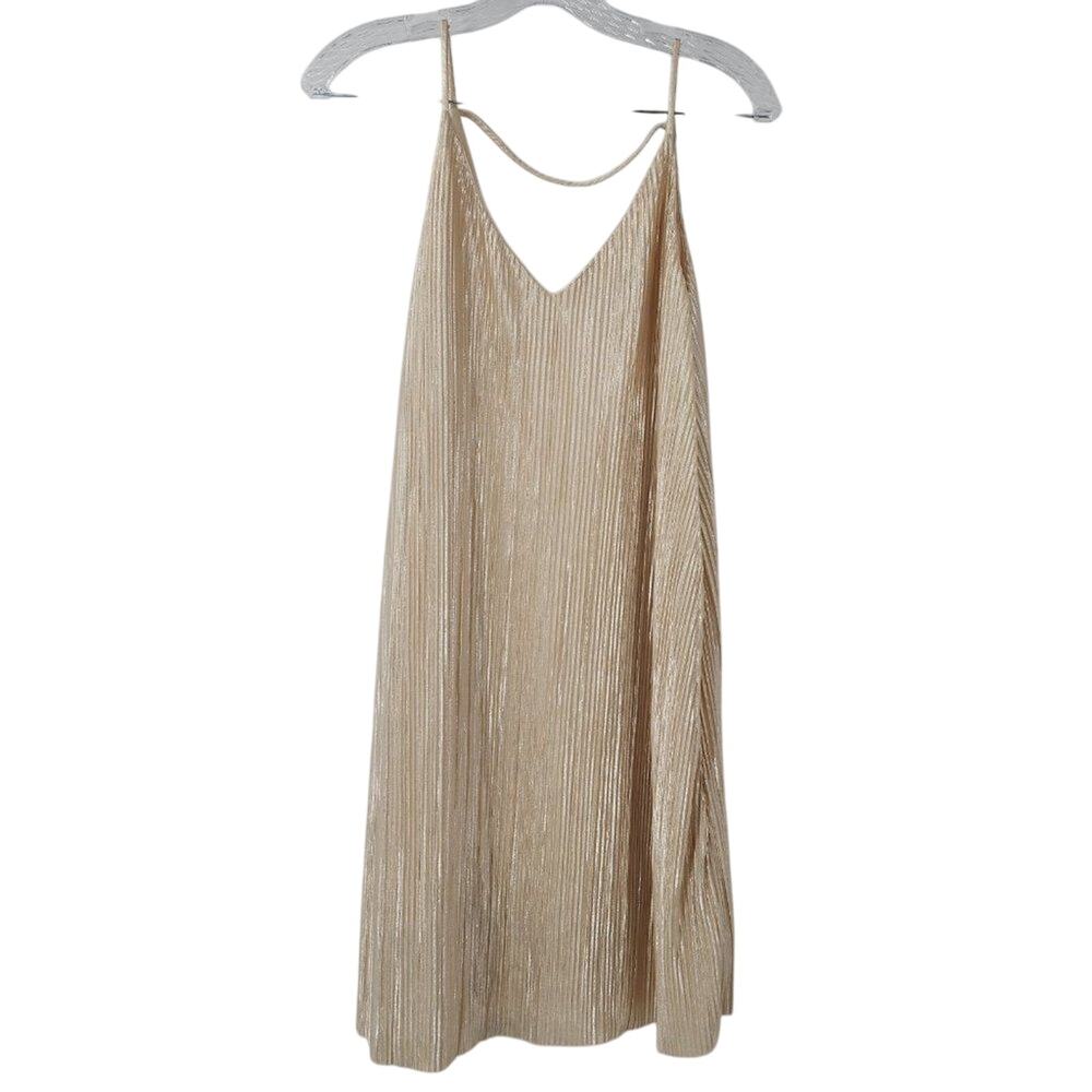 one clothing Gold Pleated Slip Dress